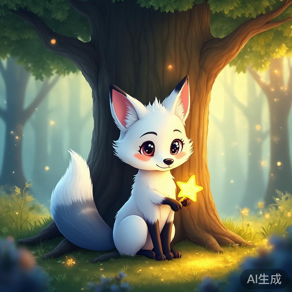 A cute white fox with silver t