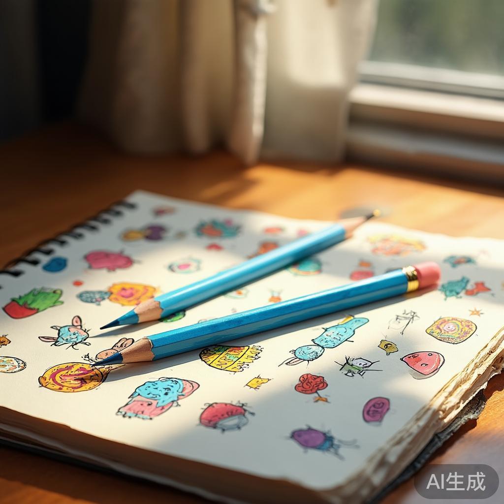 A short blue pencil with carto
