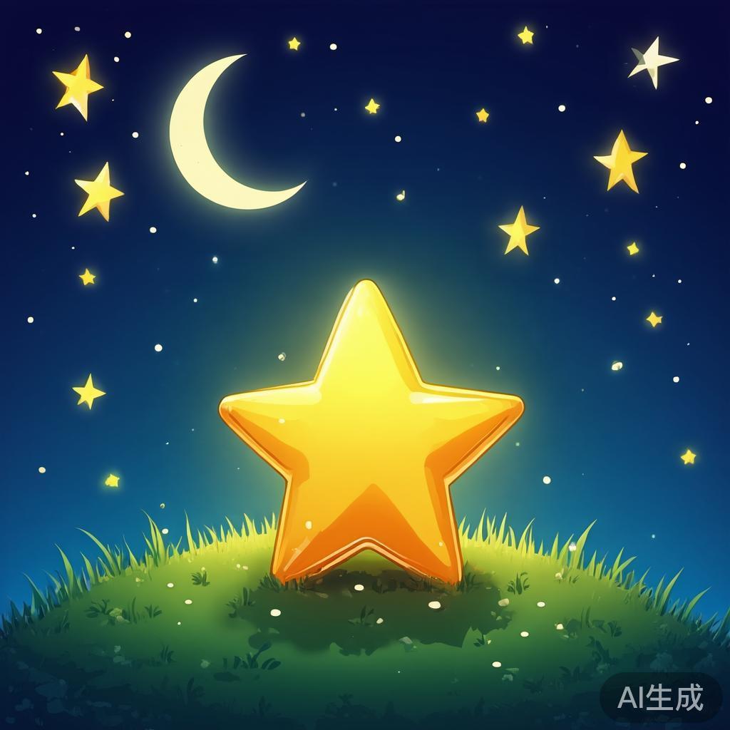 A small glowing golden star si